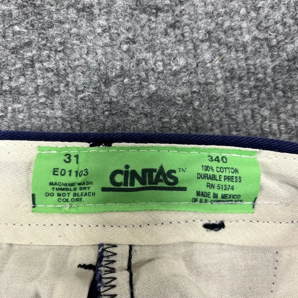 Cintas Work Chino Pants Men's Navy Blue Mid Rise Straight Zip Fly - 30x29.5